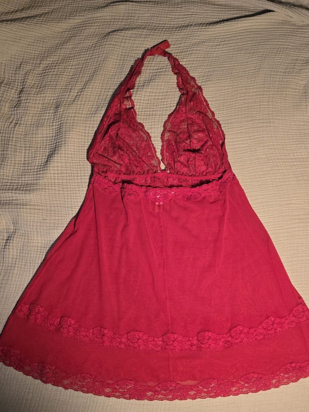 Cacique Red Lace Halter Babydoll Size 18/20 Lingerie Negligee Nightie Teddy Y2K
